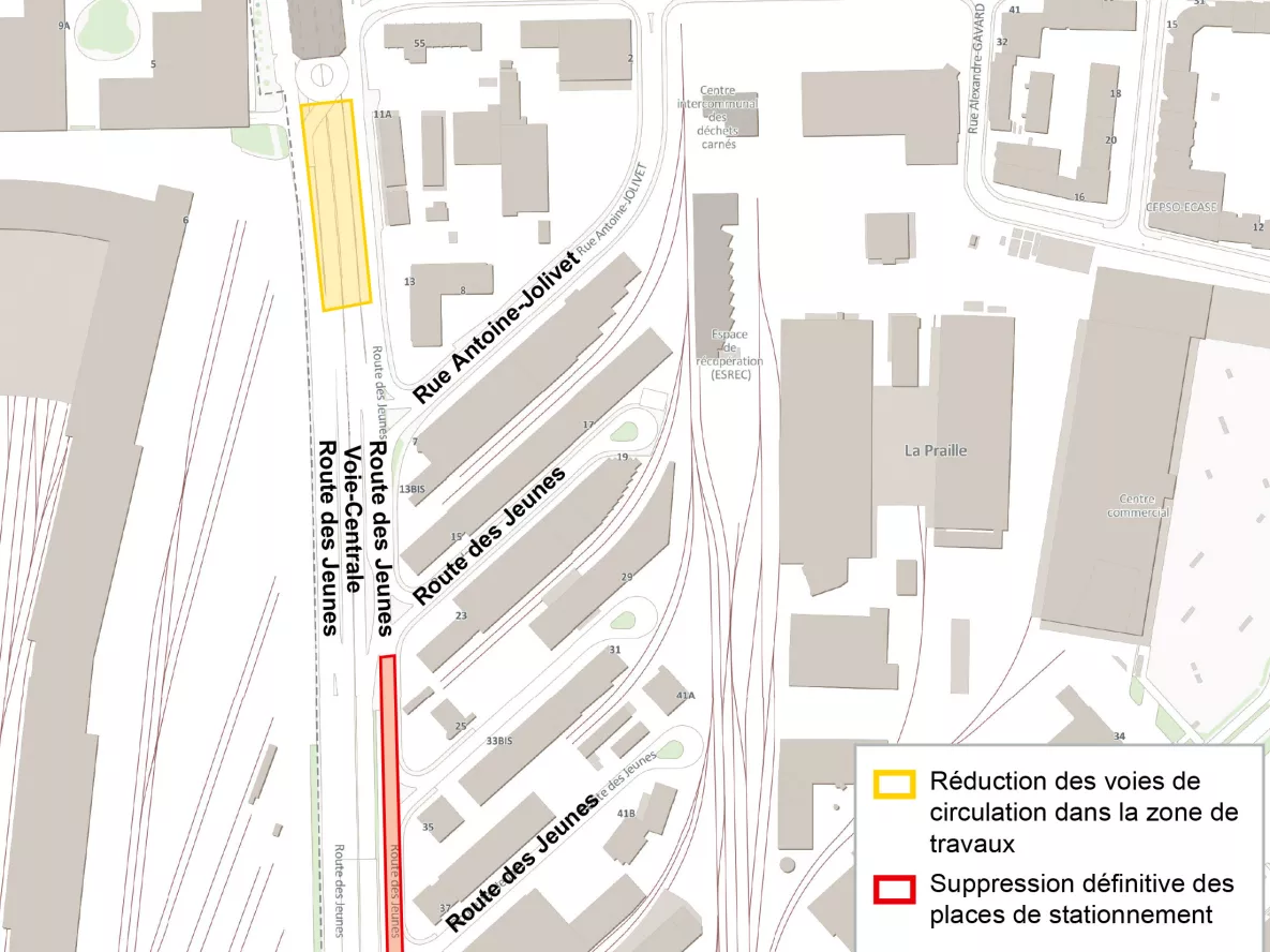 Travaux Route des jeunes, Carouge