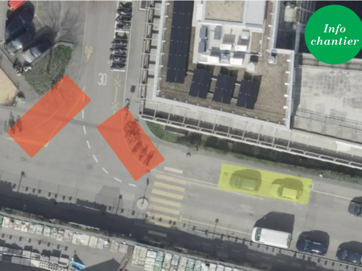 Info chantier: Travaux d'abaissement des trottoirs et cr&eacute;ation de places de stationnement pour les v&eacute;los