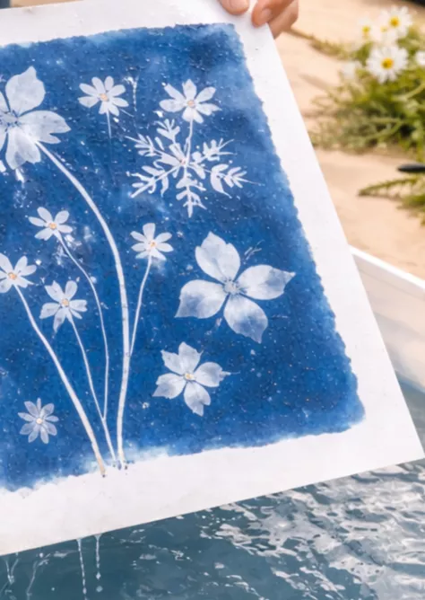 Atelier Magie bleue au soleil, cr&eacute;e ton image en cyanotype