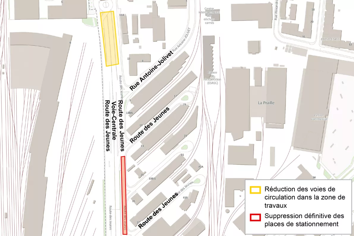Travaux Route des jeunes, Carouge