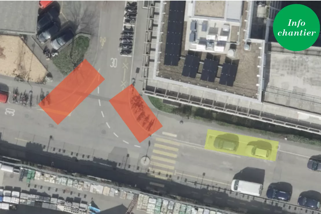 Info chantier: Travaux d'abaissement des trottoirs et cr&eacute;ation de places de stationnement pour les v&eacute;los