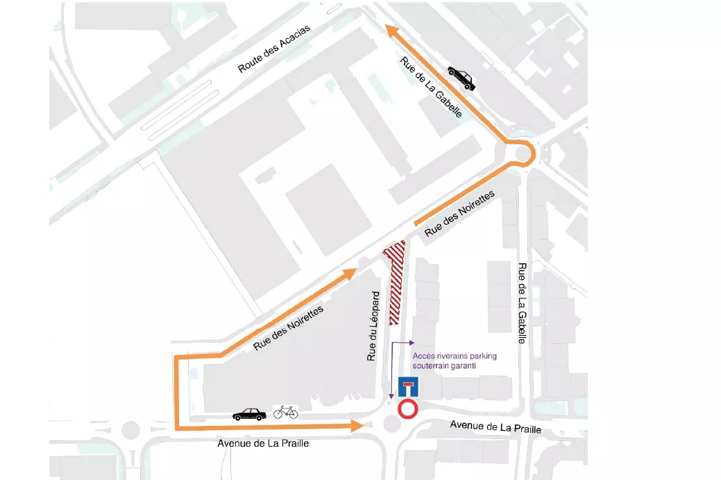Carte travaux rue L&eacute;opard
