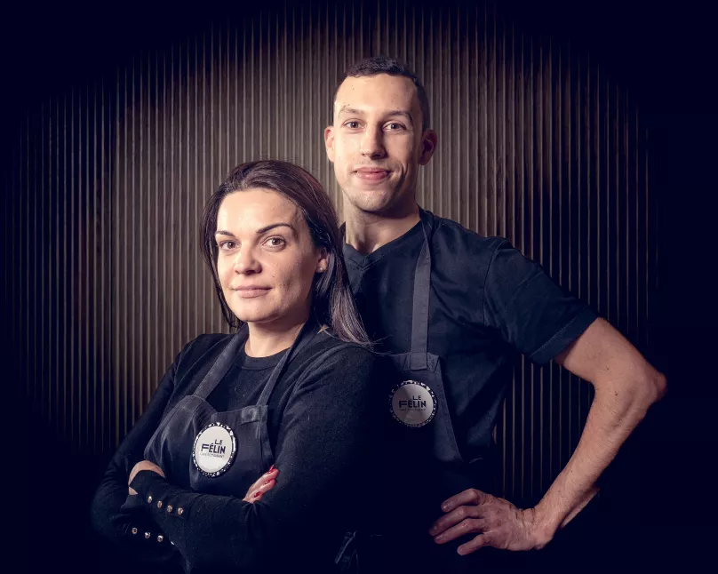 Cuisinier et cheffe de salle du Félin