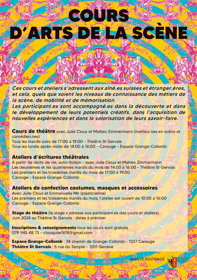 Affiche cours Arts de la Scène, le programme