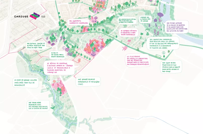 Carte détaillée du secteur sud