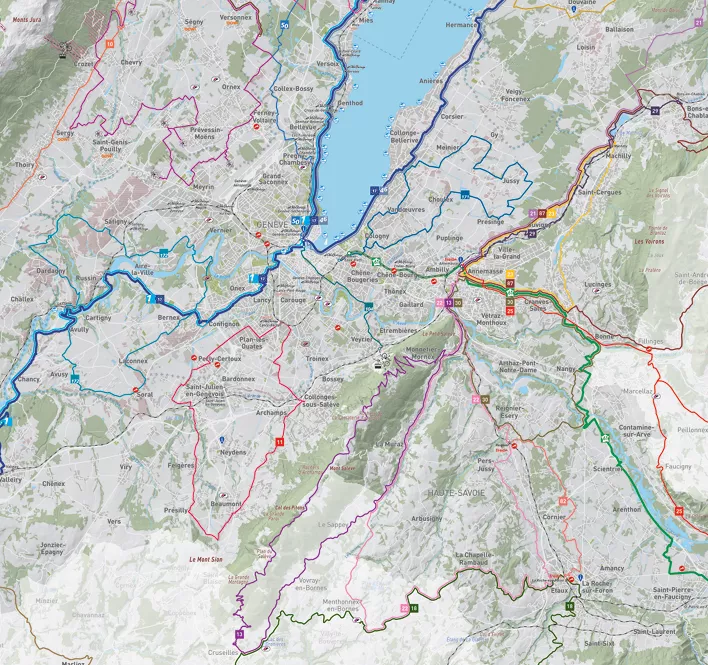 Miniature de la carte des balades &agrave; v&eacute;lo du Grand Gen&egrave;ve