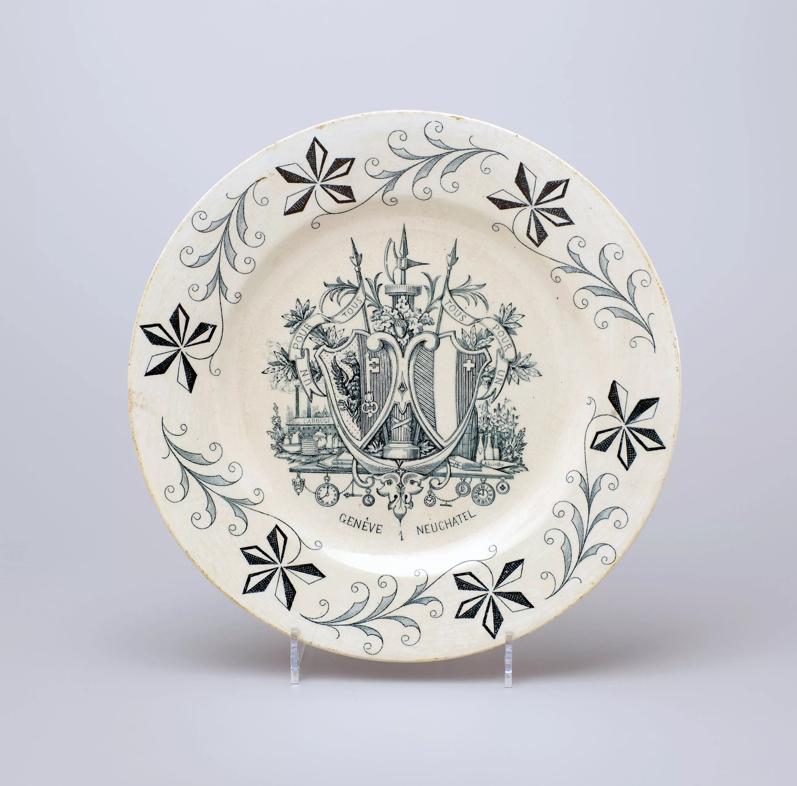 Assiette plate en faïence fine - Degrange Coppier